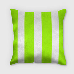 Подушка квадратная Color light green white stripes, цвет: 3D-принт