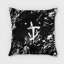 Подушка квадратная Doom белые краски штрихи, цвет: 3D-принт