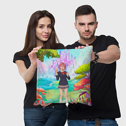 Подушка квадратная Дандадан Сиратори Айра держит мороженое, цвет: 3D-принт — фото 2