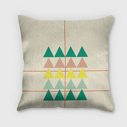 Подушка квадратная Абстрактный лес - треугольники на светлом, цвет: 3D-принт