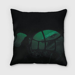 Подушка квадратная Нападение Тилозавра на девушку в батискафе ужасы, цвет: 3D-принт