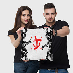 Подушка квадратная Doom лого камуфляж текстура, цвет: 3D-принт — фото 2