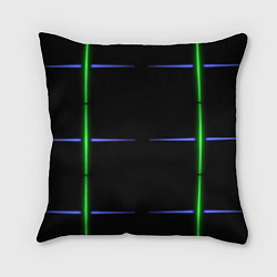 Подушка квадратная Color black green purple stripes, цвет: 3D-принт