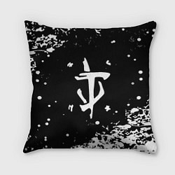 Подушка квадратная Doom белый всплеск красок, цвет: 3D-принт