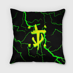 Подушка квадратная Doom кислотный шторм молнии, цвет: 3D-принт