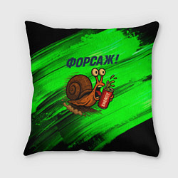 Подушка квадратная Бешеная улитка с энергетиком - форсаж, цвет: 3D-принт