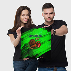 Подушка квадратная Бешеная улитка с энергетиком - форсаж, цвет: 3D-принт — фото 2