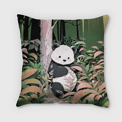 Подушка квадратная Панда в лесу, цвет: 3D-принт