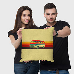 Подушка квадратная Ретро автобус РАФ-977 поп-арт, цвет: 3D-принт — фото 2