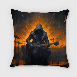 Подушка квадратная Гитарист играющий в пламени, цвет: 3D-принт