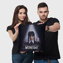 Подушка квадратная Связаная Уэнсдэй с вещью Wednesday, цвет: 3D-принт — фото 2