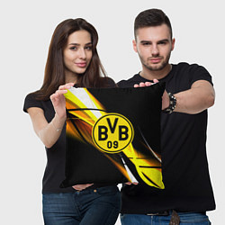 Подушка квадратная Borussia спортивная геометрия, цвет: 3D-принт — фото 2