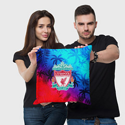 Подушка квадратная Liverpool неоновые тропики, цвет: 3D-принт — фото 2
