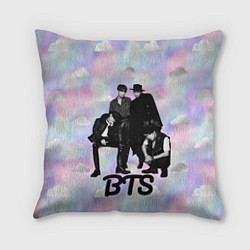 Подушка квадратная BTS черно-белый стиль
