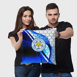 Подушка квадратная Лестер сити броня соты, цвет: 3D-принт — фото 2