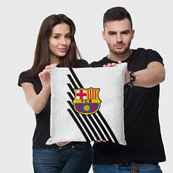 Подушка квадратная Barcelona черно белые полосы, цвет: 3D-принт — фото 2