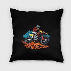 Подушка квадратная Motocross and mountains, цвет: 3D-принт