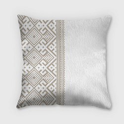 Подушка квадратная Узоры славянские в бежевом цвете, цвет: 3D-принт