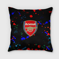 Подушка квадратная Arsenal неоновые брызги красок, цвет: 3D-принт