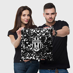 Подушка квадратная Ювентус белые краски текстура, цвет: 3D-принт — фото 2