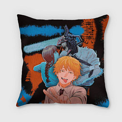 Подушка квадратная Дэндзи и Макима из Человек бензопила