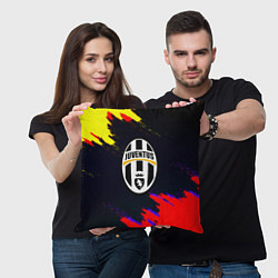 Подушка квадратная Juventus краски текстура штрихи, цвет: 3D-принт — фото 2