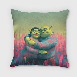 Подушка квадратная Принцесса Фиона и Шрек обнимаются, цвет: 3D-принт