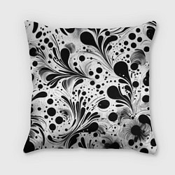 Подушка квадратная Кляксы и растения - нейроарт паттерн, цвет: 3D-принт