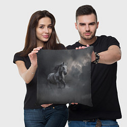 Подушка квадратная Белая лошадь в тумане, цвет: 3D-принт — фото 2