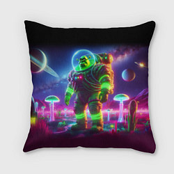 Подушка квадратная Космонавт Шрук в неоновом скафандре на загадочной, цвет: 3D-принт