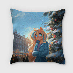 Подушка квадратная Лошадка на новогодней площади