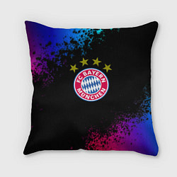 Подушка квадратная Бавария Мюнхен краски неон градиент, цвет: 3D-принт