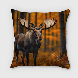 Подушка квадратная Осенний сохатый, цвет: 3D-принт