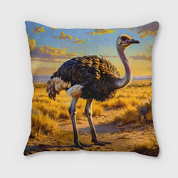 Подушка квадратная Страус саванны, цвет: 3D-принт