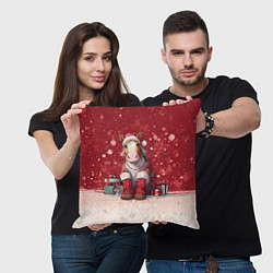 Подушка квадратная Лошадка в новогодних сапогах, цвет: 3D-принт — фото 2