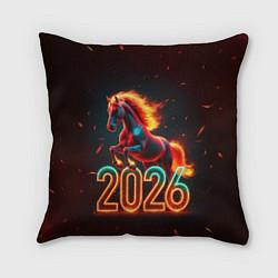 Подушка квадратная Светящаяся лошадь 2026