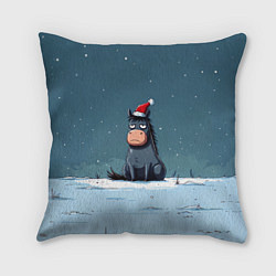 Подушка квадратная Забавная новогодняя лошадка, цвет: 3D-принт