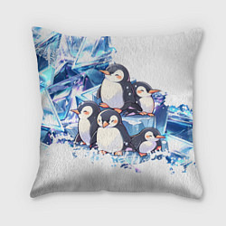 Подушка квадратная Пингвины и лёд