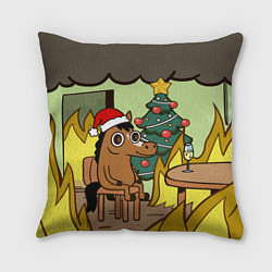 Подушка квадратная Конь среди огня - this is fine, цвет: 3D-принт