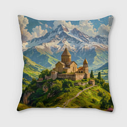 Подушка квадратная Храм у подножия вечных вершин