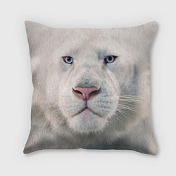 Подушка квадратная Взгляд белого льва, цвет: 3D-принт