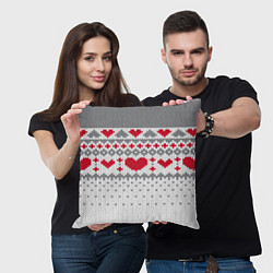 Подушка квадратная Узор с сердечками, цвет: 3D-принт — фото 2