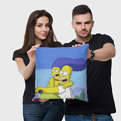 Подушка квадратная Гомер и Мардж, цвет: 3D-принт — фото 2