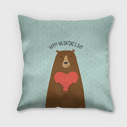 Подушка квадратная Медведь с сердцем, цвет: 3D-принт