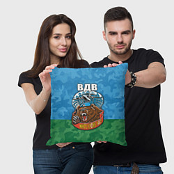 Подушка квадратная ВДВ медведь - никто кроме нас, цвет: 3D-принт — фото 2