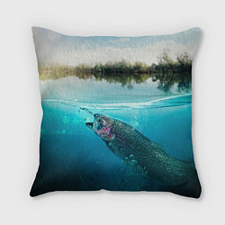 Подушка квадратная Рыбалка на спиннинг, цвет: 3D-принт
