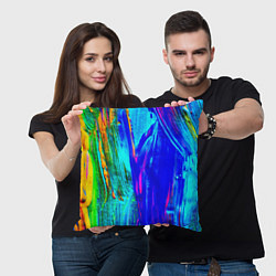 Подушка квадратная Разводы красок, цвет: 3D-принт — фото 2