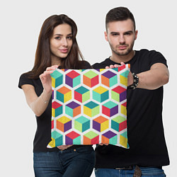 Подушка квадратная 3D кубы, цвет: 3D-принт — фото 2