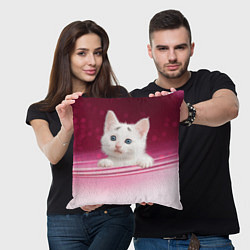 Подушка квадратная Белый котёнок, цвет: 3D-принт — фото 2