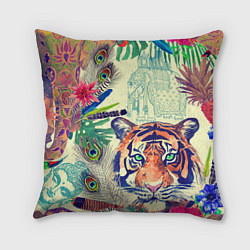 Подушка квадратная Индийский тигр, цвет: 3D-принт